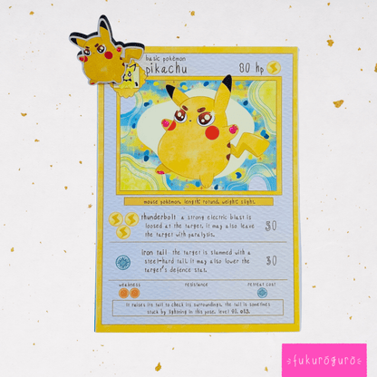 #25 pudgy pikachu pokémon card art print