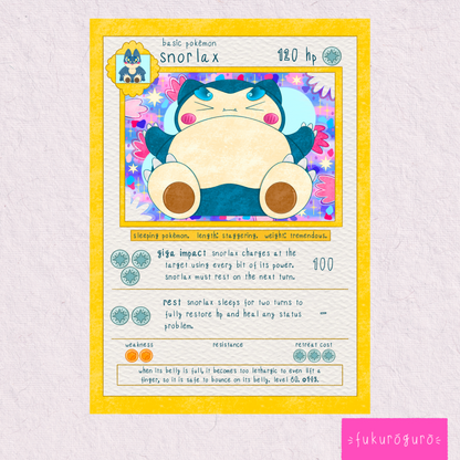 #143 slumbering snorlax pokémon card art print