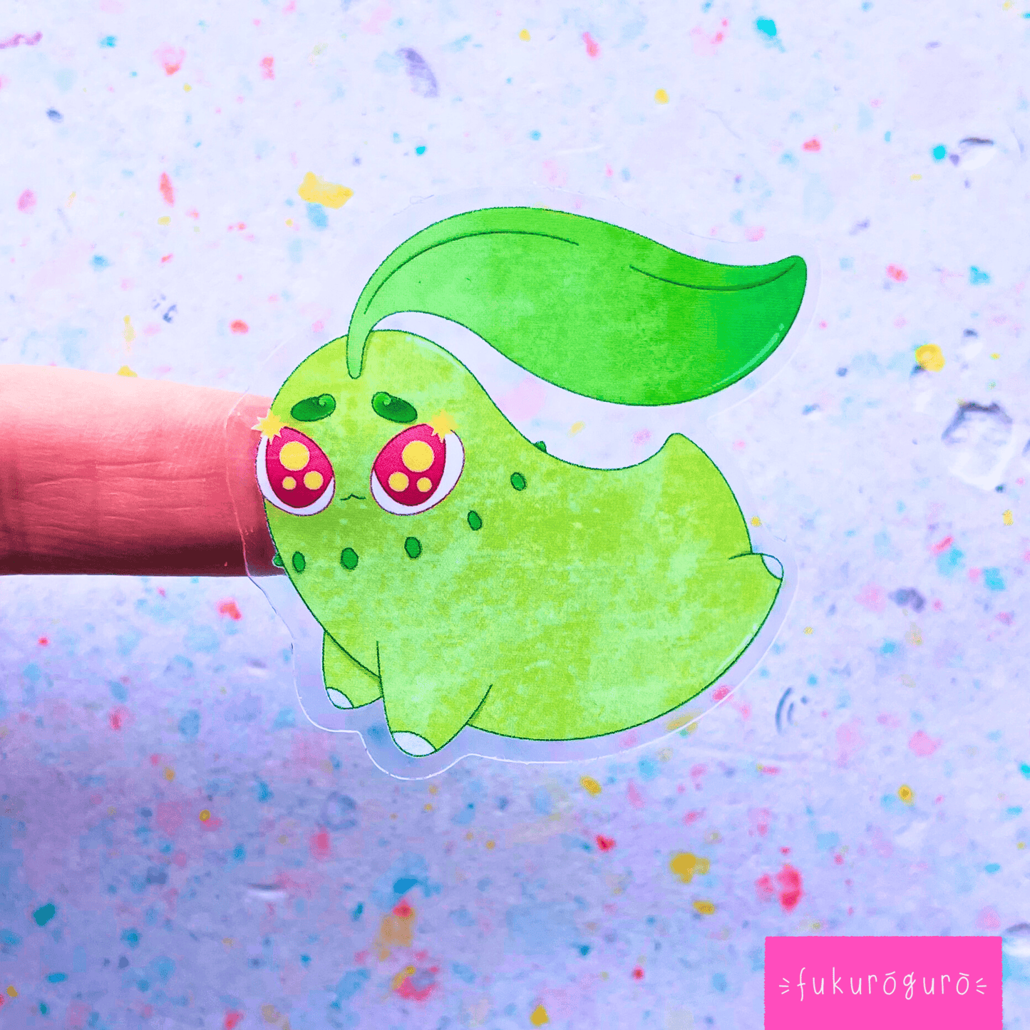 #152 precious chikorita transparent sticker