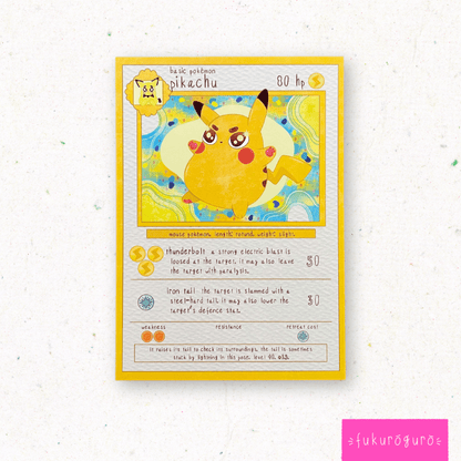 #25 pudgy pikachu pokémon card art print