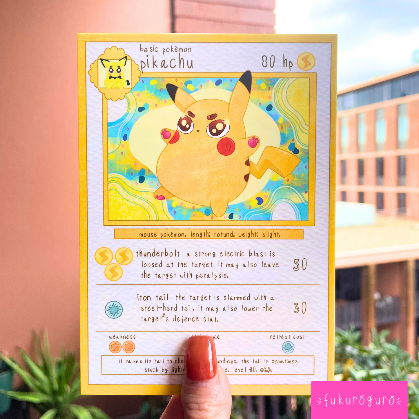 #25 pudgy pikachu pokémon card art print