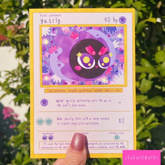 #92 giggling gastly pokémon card art print