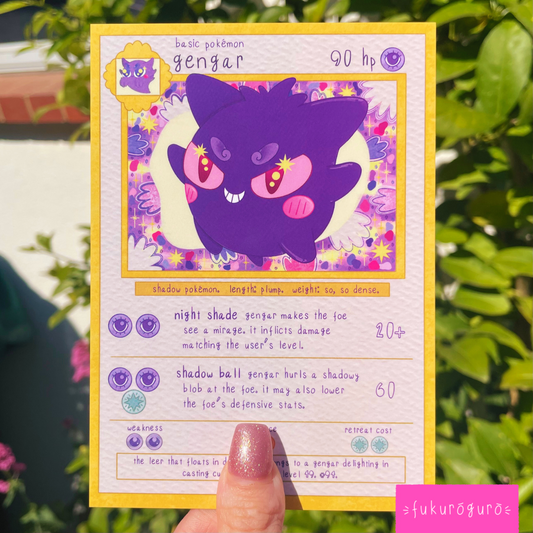 #94 good luck gengar pokémon card art print