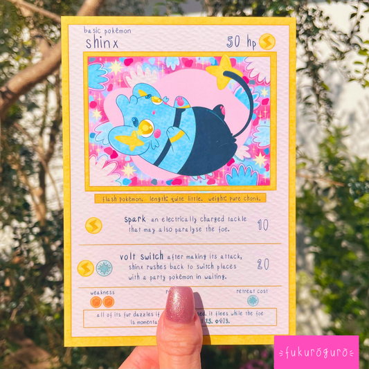 #403 super shy shinx pokémon card art print