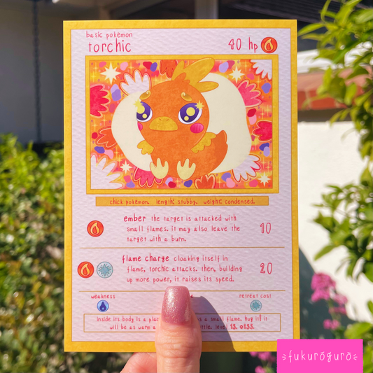 #255 lively torchic pokémon card art print